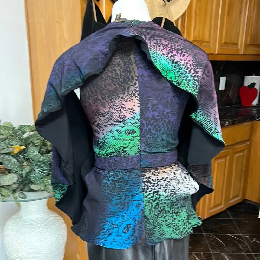 Louis Vuitton Purple Blue Graphic Wrap Blouse - Picture 5 of 16